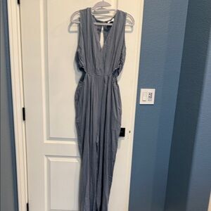 Light Blue with stripesSleeveless Jumpsuit